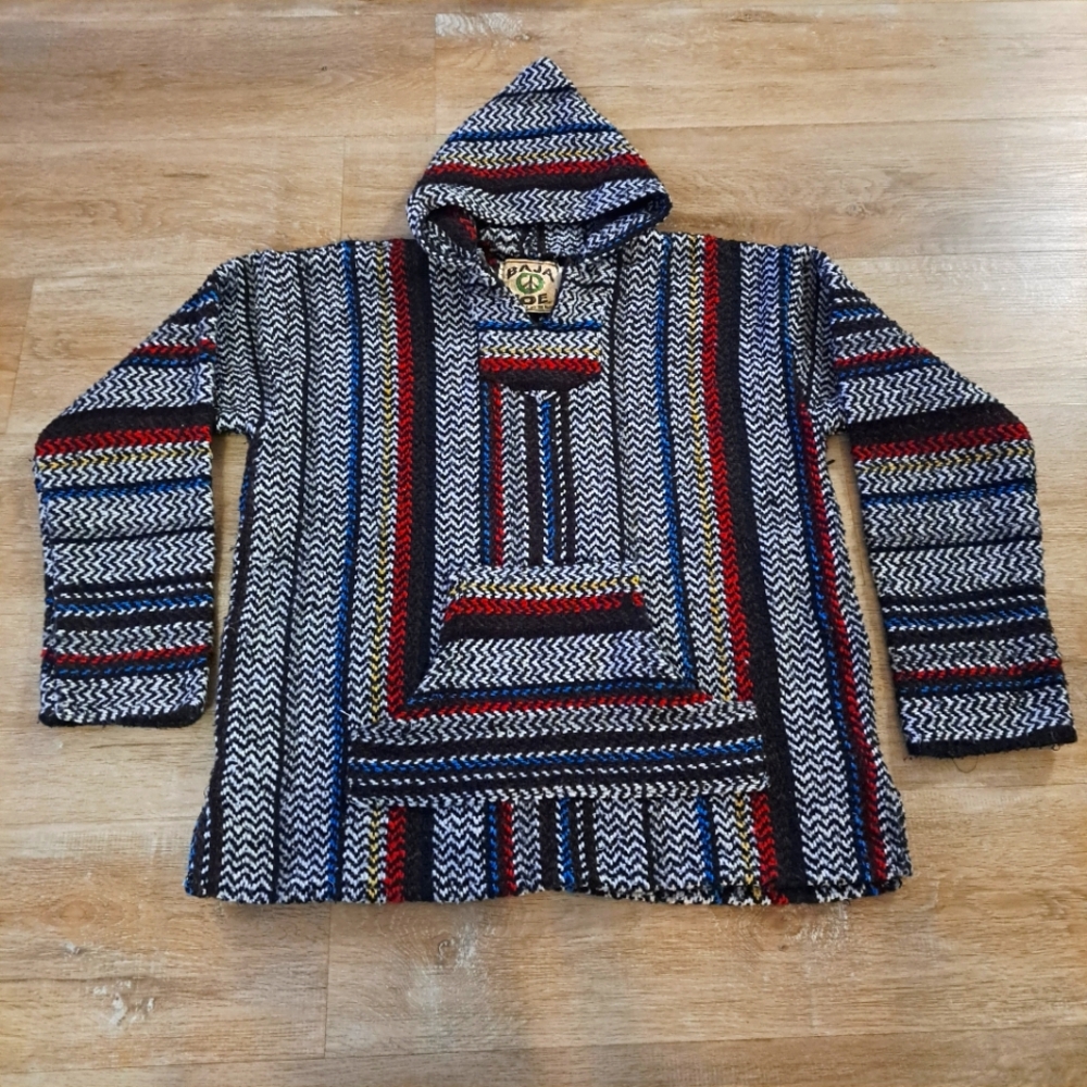 Multicolored Striped Baja Hoodie Size Medium